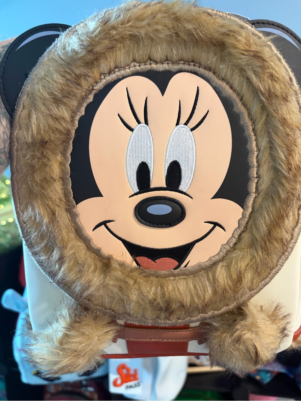 Loungefly Beige Faux Fur Minnie Mouse Backpack Disney Cruise Line